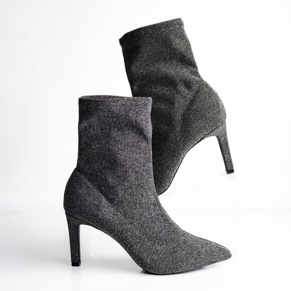 Boden Womens Silver Sparkle Boots Booties Glitter US 8 EU 39 Metallic NWOT - Picture 2 of 8